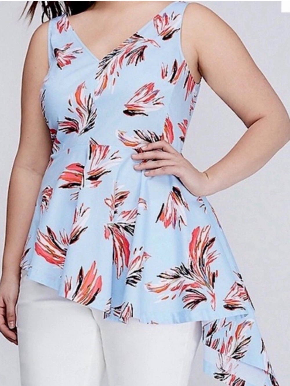 ✨Lane Bryant Asymmetrical Feather Top✨